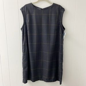Pendleton vintage 100% wool tartan print dress, shift dress, navy blue tartan